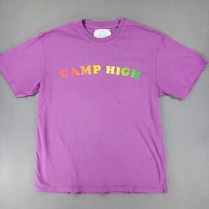 Camp High Collective T Shirt Size M Short Sleeve Purple Tie Dye Rainbow Logo USA